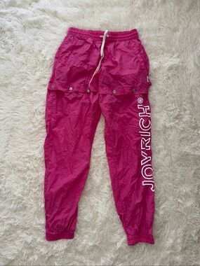 Joyrich bright pink Joyrich nylon cargo or parachute pants that are also shorts